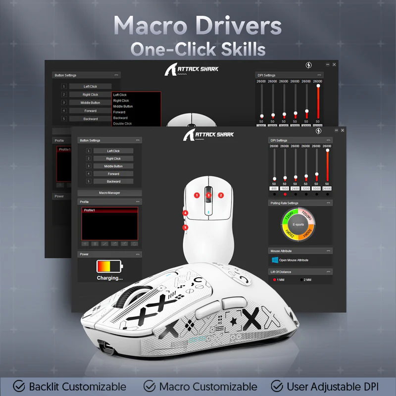 Attack Shark X3 PRO PAW-3395 Wireless Gaming Mouse - Black Attack Shark X3 PRO PAW-3395 Wireless Gaming Mouse - Black